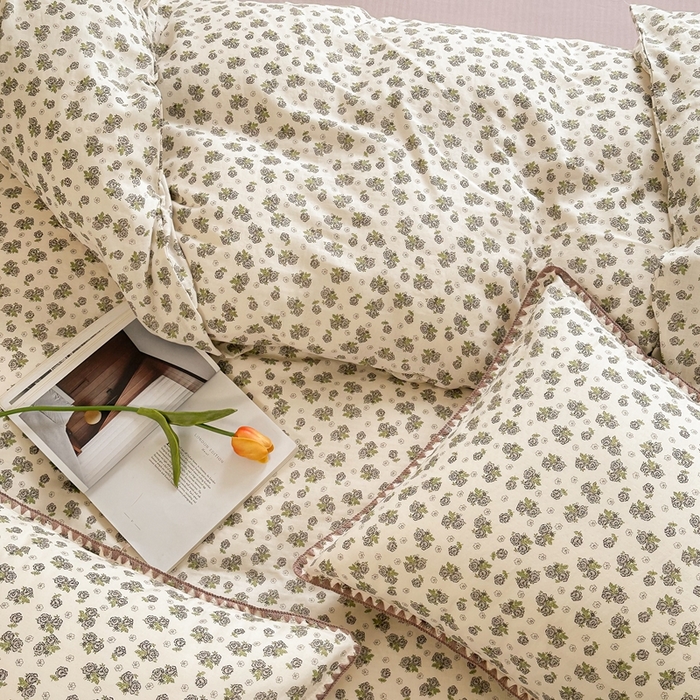 91家纺网 家纺一手货源 找家纺 洋铭区（原狠狠爱） 2024新款全棉双层纱四件套 紫霞奶香