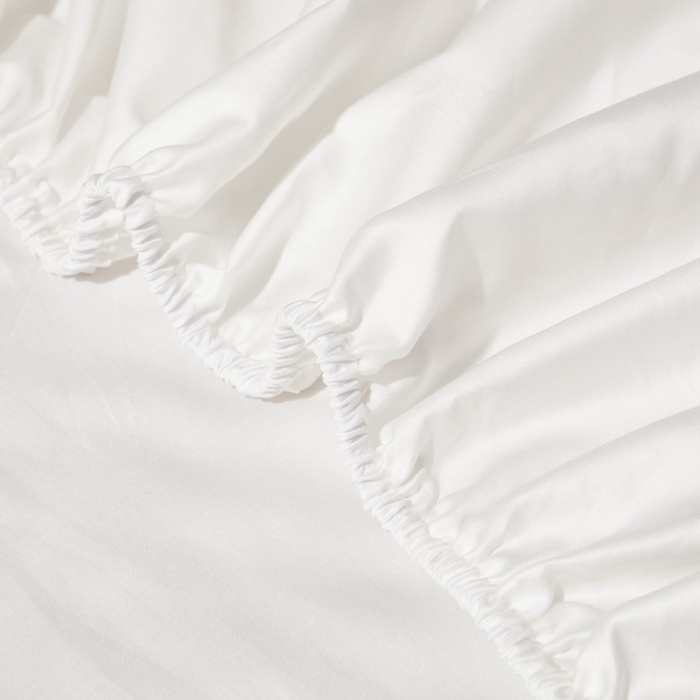 91家纺网 家纺一手货源 找家纺 晶缦家纺 2024新款全棉60支贡缎长绒棉纯色多规格四件套和单品-琅夕系列 单床笠 琅夕-本白色