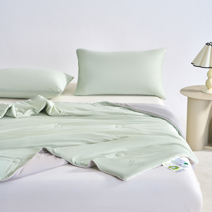 91家纺网 家纺一手货源 找家纺 梦恬佳2024新款A类冰淇凌凉感丝夏被 水绿色