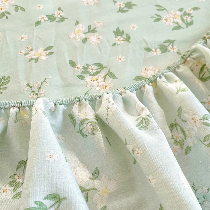 91家纺网 家纺一手货源 找家纺 洺兰家居 2025新款全棉喷气印花单床笠纯棉小清新花卉北欧风床套/枕套 夏茶