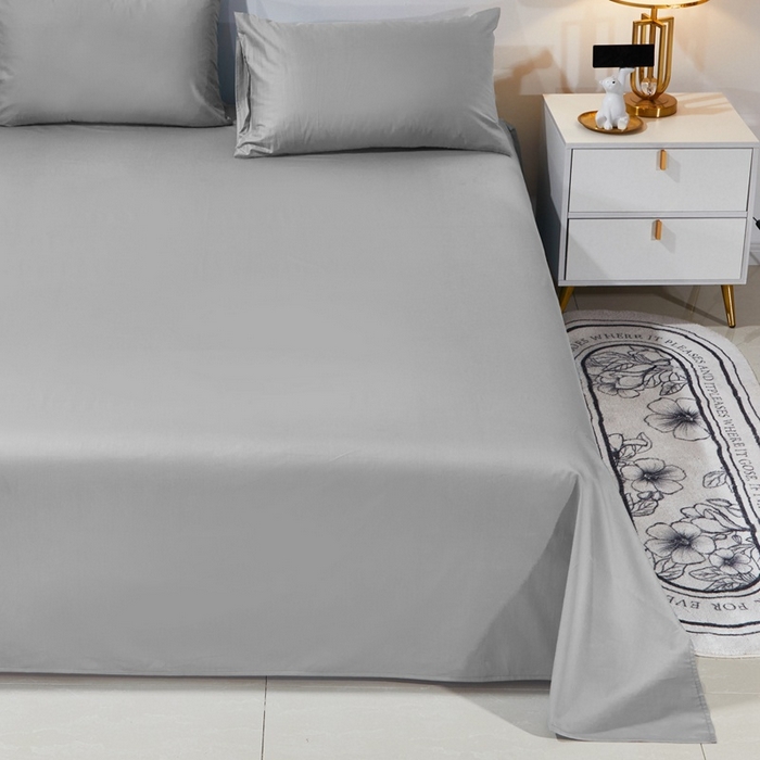 91家纺网 家纺一手货源 找家纺 晶缦家纺 2024新款喷气全棉13376纯棉斜纹纯色多规格四件套和单品-沐色系列 单床单 沐色-典雅灰