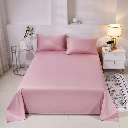 晶缦家纺 2024新款喷气全棉13376纯棉斜纹纯色多规格四件套和单品-沐色系列 单床单 沐色-脏脏粉