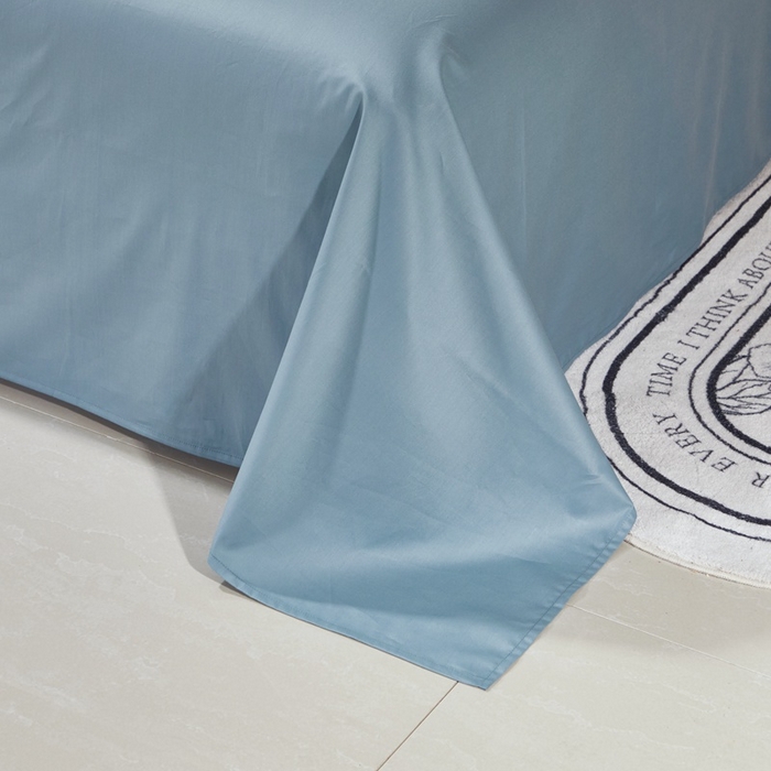 91家纺网 家纺一手货源 找家纺 晶缦家纺 2024新款喷气全棉13376纯棉斜纹纯色多规格四件套和单品-沐色系列 单床单 沐色-雾霾蓝