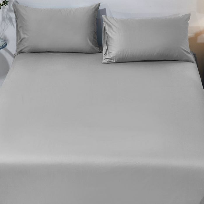 91家纺网 家纺一手货源 找家纺 晶缦家纺 2024新款喷气全棉13376纯棉斜纹纯色多规格四件套和单品-沐色系列 单床单 沐色-典雅灰