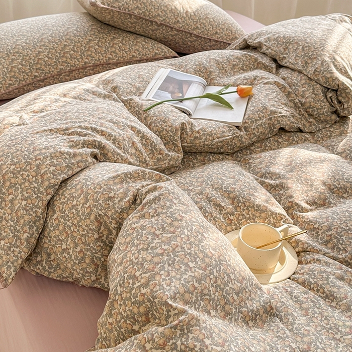 91家纺网 家纺一手货源 找家纺 洋铭区（原狠狠爱） 2024新款全棉双层纱四件套 提子香香