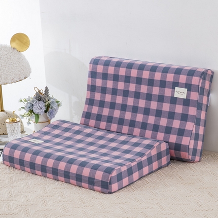 91家纺网 家纺一手货源 找家纺 大黄蜂家居家纺 2025新款全棉水洗棉乳胶枕头枕芯枕套 小方格红