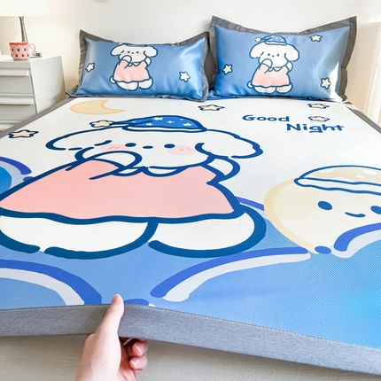 91家纺网 家纺一手货源 找家纺 （总）柒月 2024新款大版数码印花1600D加厚碳光冰丝席