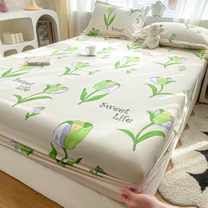 91家纺网 家纺一手货源 找家纺 久云居2024A类印花磨毛防水床笠 郁金香