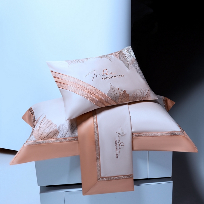 91家纺网 家纺一手货源 找家纺 高大尚2025春夏新品长绒棉高端绣花四件套-香榭丽 香榭丽-南瓜橘