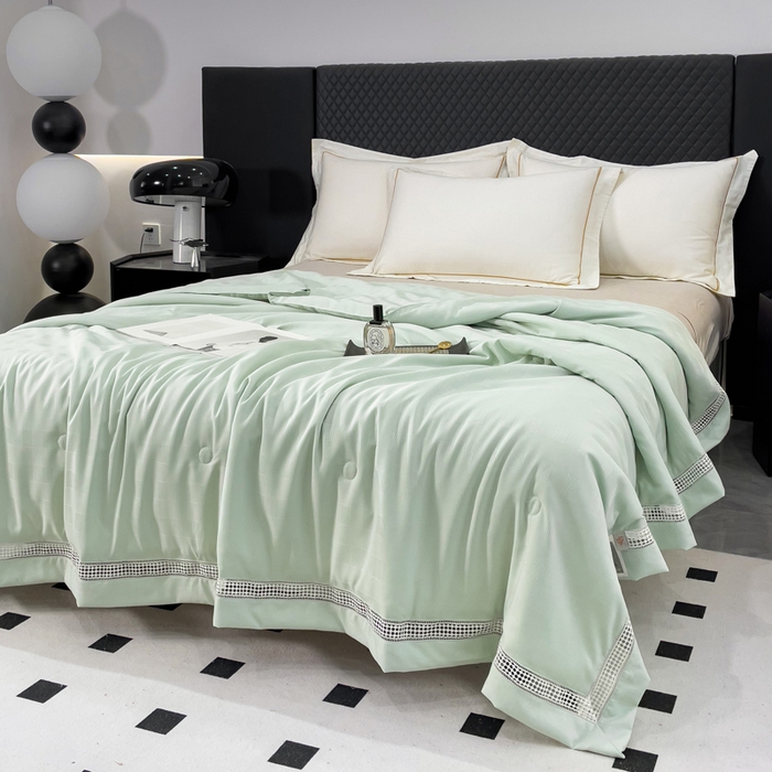 91家纺网 家纺一手货源 找家纺 （总）优姿家纺  2024新品凉感生态提花大豆镂空抑菌夏被