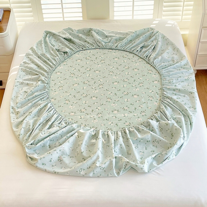 91家纺网 家纺一手货源 找家纺 洺兰家居 2025新款全棉喷气印花单床笠纯棉小清新花卉北欧风床套/枕套 夏茶