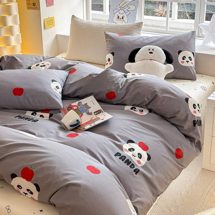 91家纺网 家纺一手货源 找家纺 怡家居 2024新品春款全棉印花四件套第一批花色-卡通类萌宝熊猫