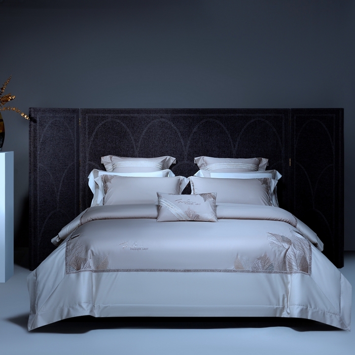 91家纺网 家纺一手货源 找家纺 高大尚2025春夏新品长绒棉高端绣花四件套-香榭丽 香榭丽-绅士灰