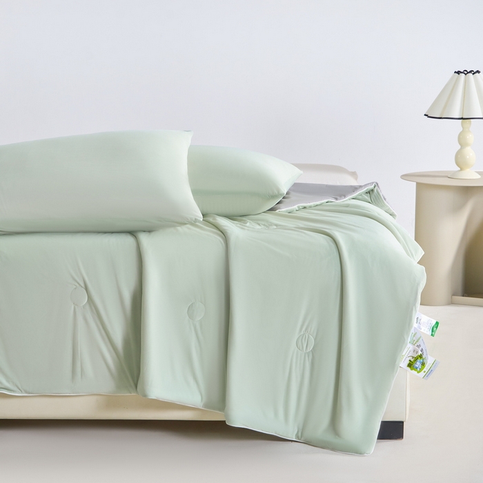 91家纺网 家纺一手货源 找家纺 梦恬佳2024新款A类冰淇凌凉感丝夏被 水绿色