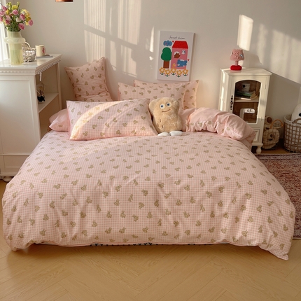 91家纺网 家纺一手货源 找家纺 （总）桃喜 2024新款40支13372全棉卡通印花小清新四件套