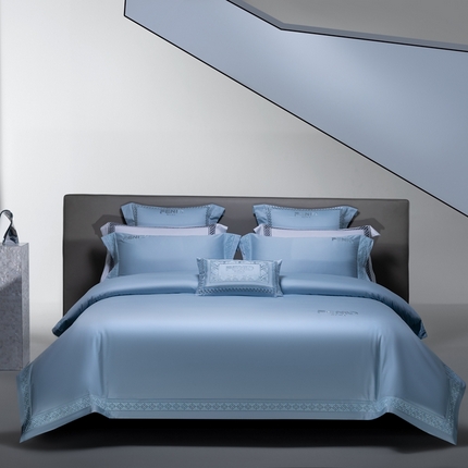 91家纺网 家纺一手货源 找家纺 高大尚2025春夏新品长绒棉高端绣花四件套-芬迪 芬迪-水晶兰