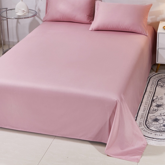 91家纺网 家纺一手货源 找家纺 晶缦家纺 2024新款喷气全棉13376纯棉斜纹纯色多规格四件套和单品-沐色系列 单床单 沐色-脏脏粉