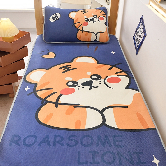 91家纺网 家纺一手货源 找家纺 多乐家纺 2024新款学生床数码大版印花冰丝凉席 萌虎