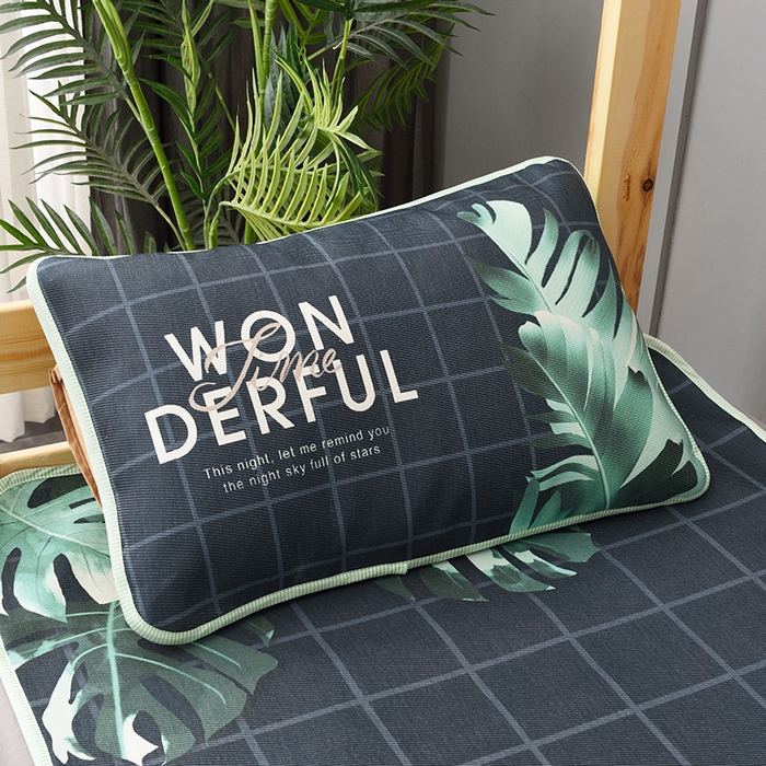 91家纺网 家纺一手货源 找家纺 多乐家纺 2024新款学生床数码大版印花冰丝凉席 芭蕉叶