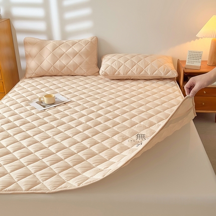 91家纺网 家纺一手货源 找家纺 曼陀罗 2025新款A类无染大豆纤维床护垫 A类无染-卡其