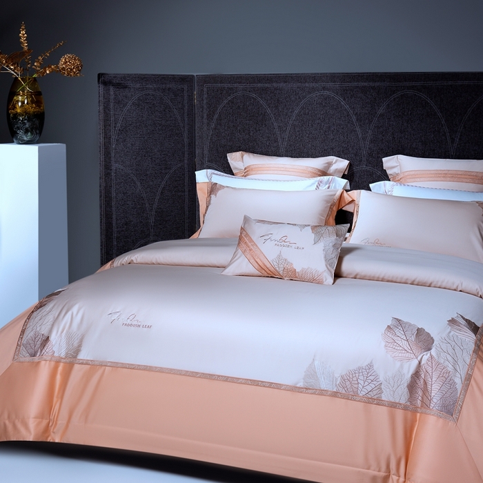 91家纺网 家纺一手货源 找家纺 高大尚2025春夏新品长绒棉高端绣花四件套-香榭丽 香榭丽-南瓜橘