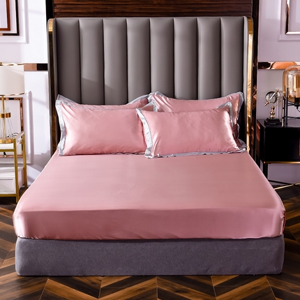 91家纺网 家纺一手货源 找家纺 经年 2025新款奢华真丝手感冰丝单品套件-初见系列 单床笠 初见-豆沙