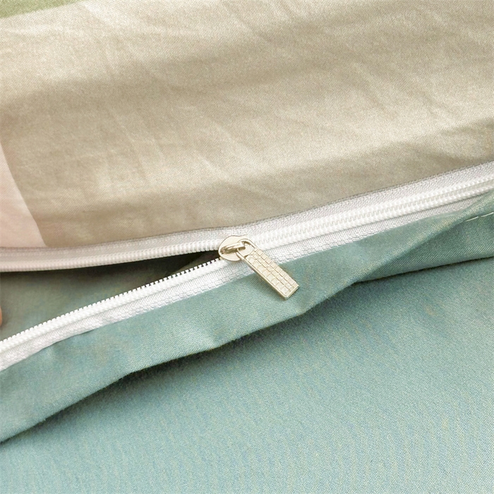 91家纺网 家纺一手货源 找家纺 古吉梦 2024新款水洗棉小清新印花格子系列四件套 G-绿白大格+薄荷绿