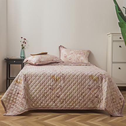 91家纺网 家纺一手货源 找家纺 （总）恩和家纺 2024新款50s莱赛尔双面天丝床盖美式对角款