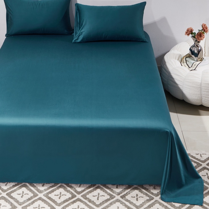 91家纺网 家纺一手货源 找家纺 晶缦家纺 2024新款全棉60支贡缎长绒棉纯色多规格四件套和单品-琅夕系列 单床单 琅夕-猫眼绿