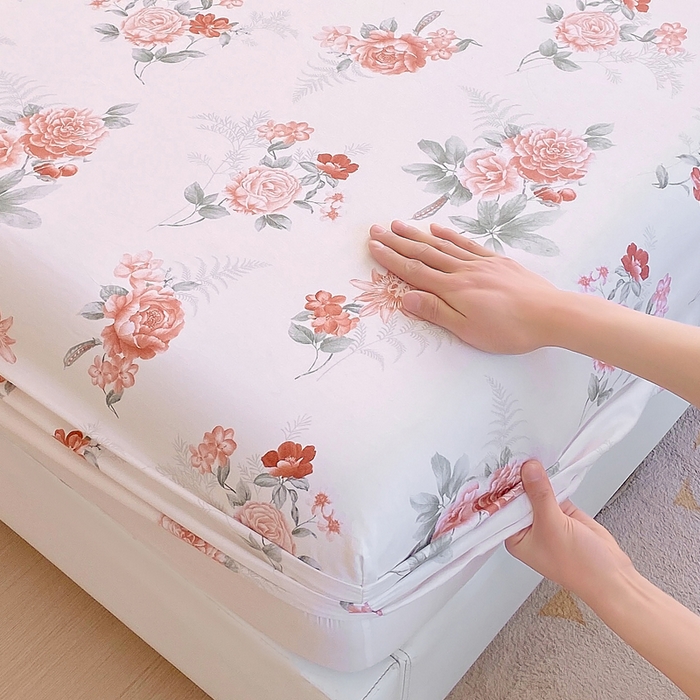 91家纺网 家纺一手货源 找家纺 洺兰家居 2025新款全棉喷气印花单床笠纯棉小清新花卉北欧风床套/枕套 国色天香