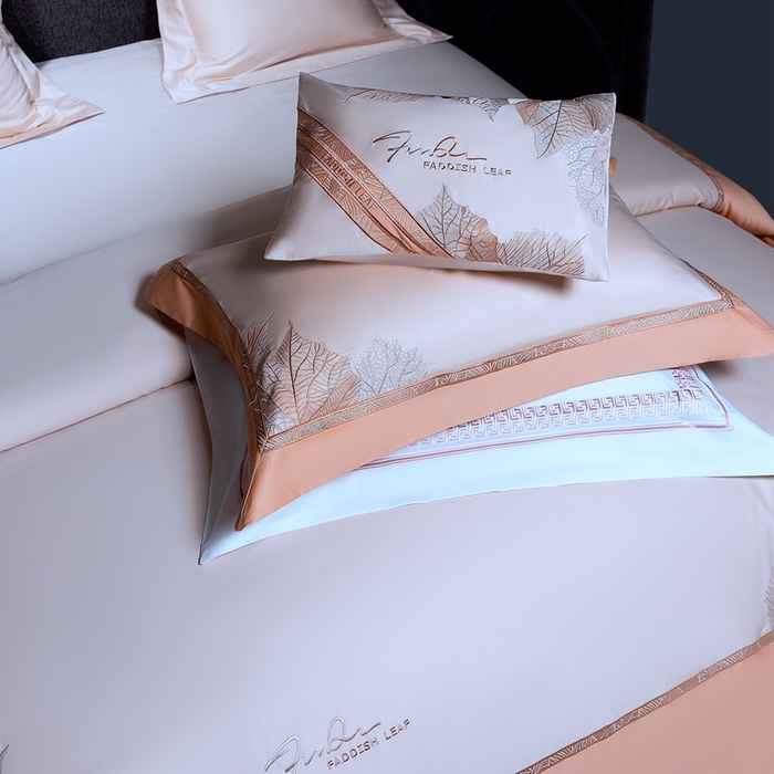 91家纺网 家纺一手货源 找家纺 高大尚2025春夏新品长绒棉高端绣花四件套-香榭丽 香榭丽-南瓜橘