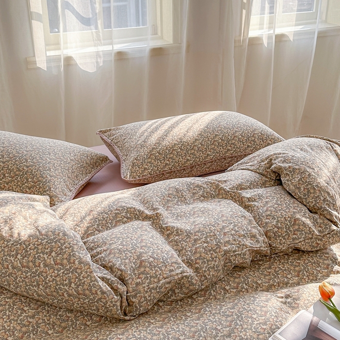 91家纺网 家纺一手货源 找家纺 洋铭区（原狠狠爱） 2024新款全棉双层纱四件套 提子香香