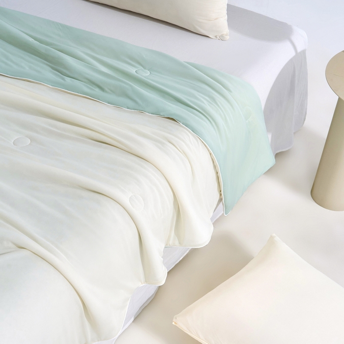 91家纺网 家纺一手货源 找家纺 梦恬佳2024新款A类冰淇凌凉感丝夏被 奶油杏