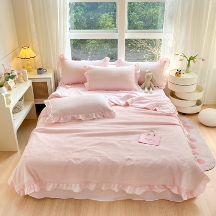 91家纺网 家纺一手货源 找家纺 （总）AB家纺 2024新款波浪泡泡纱夏被夏被四件套