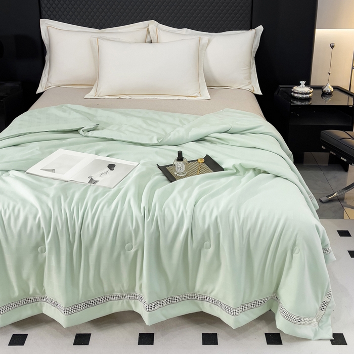 91家纺网 家纺一手货源 找家纺 （总）优姿家纺  2024新品凉感生态提花大豆镂空抑菌夏被