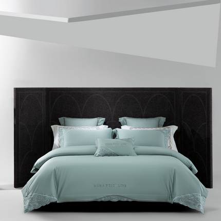 91家纺网 家纺一手货源 找家纺 高大尚2025春夏新品长绒棉高端绣花四件套-馨香花语 馨香花语 极光蓝