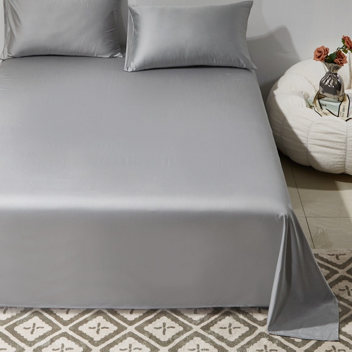 91家纺网 家纺一手货源 找家纺 晶缦家纺 2024新款全棉60支贡缎长绒棉纯色多规格四件套和单品-琅夕系列 单床单 琅夕-奥丁灰