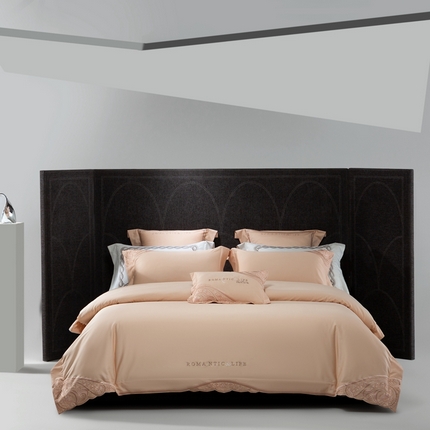 91家纺网 家纺一手货源 找家纺 高大尚2025春夏新品长绒棉高端绣花四件套-馨香花语 馨香花语 卡其色