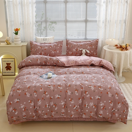 91家纺网 家纺一手货源 找家纺 （总）2024新款小清新ins风芦荟棉亲肤棉磨毛四件套植物羊绒直播