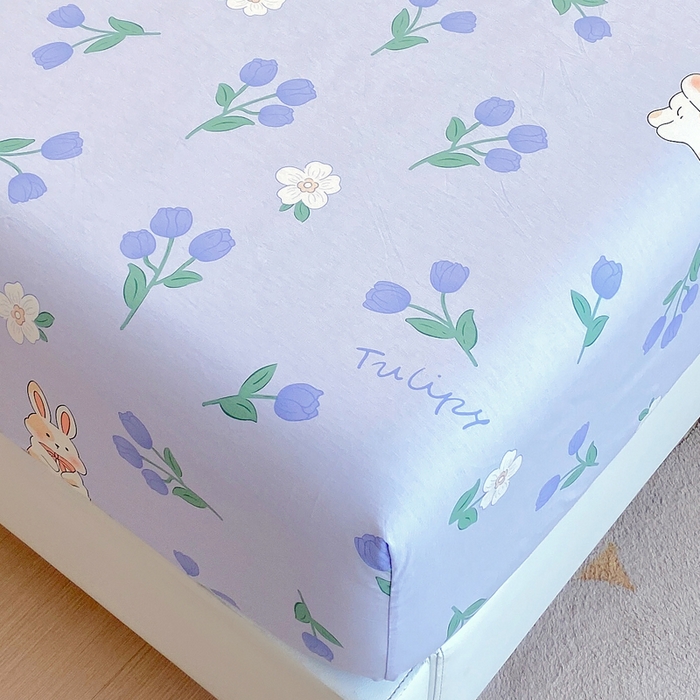 91家纺网 家纺一手货源 找家纺 洺兰家居 2025新款全棉喷气印花单床笠纯棉小清新花卉北欧风床套/枕套 盎然