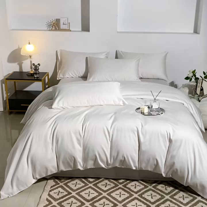 91家纺网 家纺一手货源 找家纺 晶缦家纺 2024新款全棉60支贡缎长绒棉纯色多规格四件套和单品-琅夕系列 单枕套 琅夕-本白色