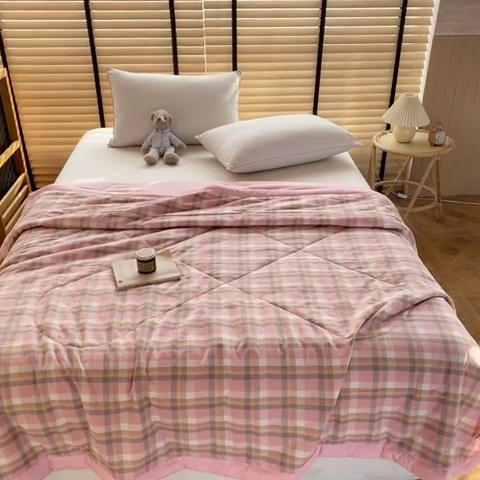 91家纺网 家纺一手货源 找家纺 梦恬佳2024新款无印风水洗棉夏被-初遇粉