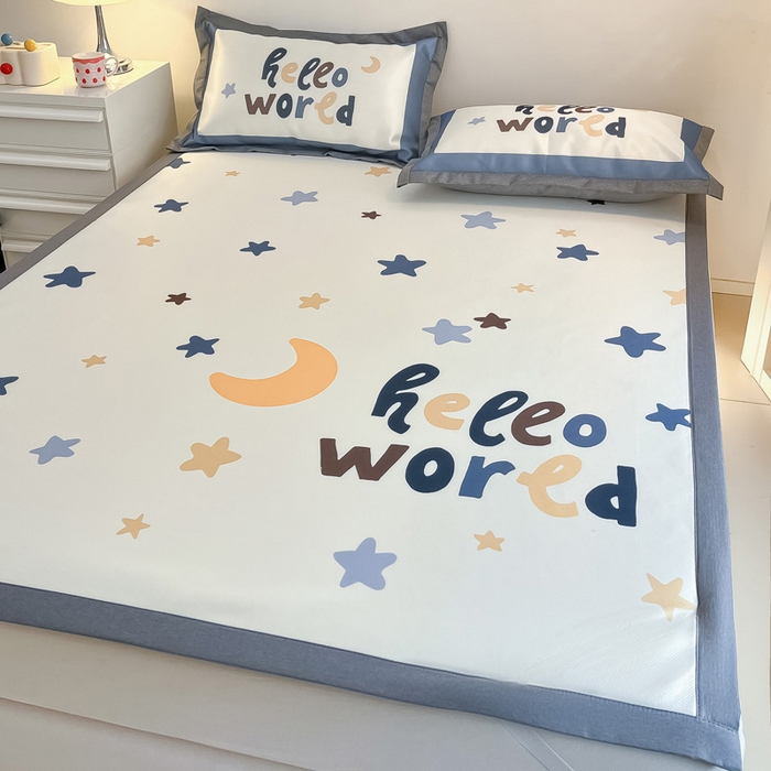 91家纺网 家纺一手货源 找家纺 柒月 2024新款大版数码印花1600D加厚碳光冰丝席 满天星辰