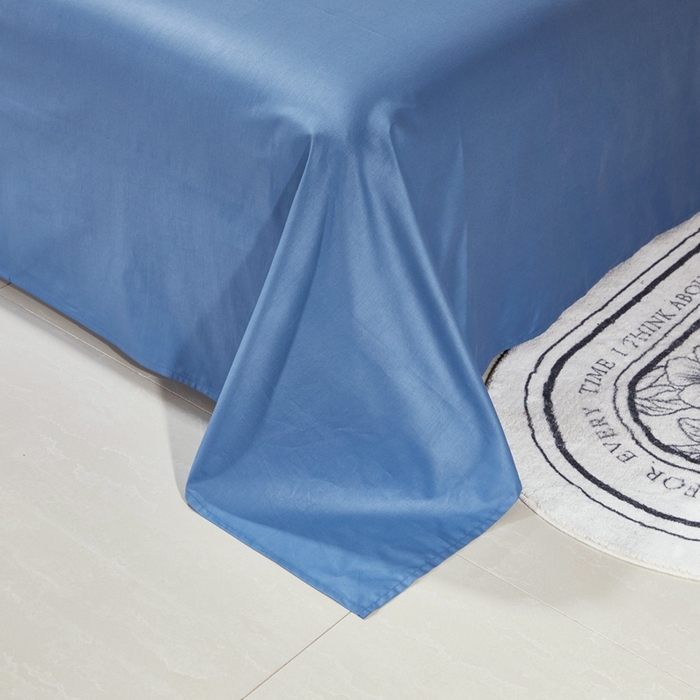 91家纺网 家纺一手货源 找家纺 晶缦家纺 2024新款喷气全棉13376纯棉斜纹纯色多规格四件套和单品-沐色系列 单床单 沐色-牛仔蓝