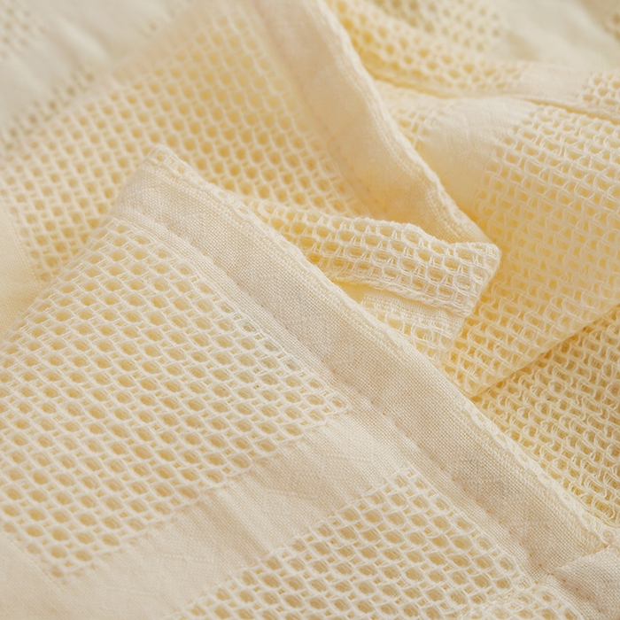 91家纺网 家纺一手货源 找家纺 （总）朴尔家纺 2024新款全棉质朴方格风立体华夫格透气纱布毛巾被