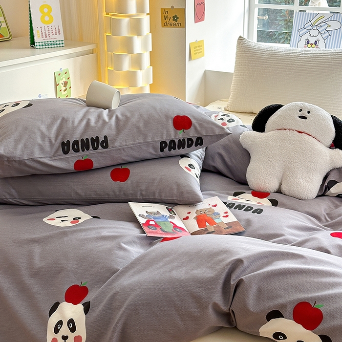 91家纺网 家纺一手货源 找家纺 怡家居 2024新品春款全棉印花四件套第一批花色-卡通类萌宝熊猫