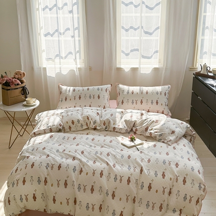 91家纺网 家纺一手货源 找家纺 （总）洋铭区（原狠狠爱） 2024新款全棉双层纱四件套