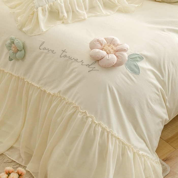 91家纺网 家纺一手货源 找家纺 （总）胜权家纺 2024新款A类水洗60支全棉工艺款夹棉床裙四件套