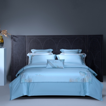 91家纺网 家纺一手货源 找家纺 （总）高大尚2025春夏新品长绒棉高端绣花四件套-香榭丽