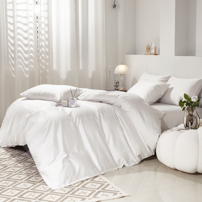 91家纺网 家纺一手货源 找家纺 （总）晶缦家纺 2025新款全棉60支贡缎长绒棉纯色多规格四件套和单品-琅夕系列 单被套